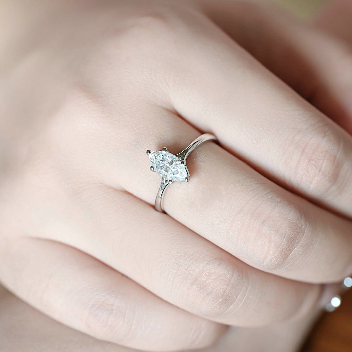 Stunning 2.0 CT Marquise Moissanite Engagement Ring with Solitaire Design 5