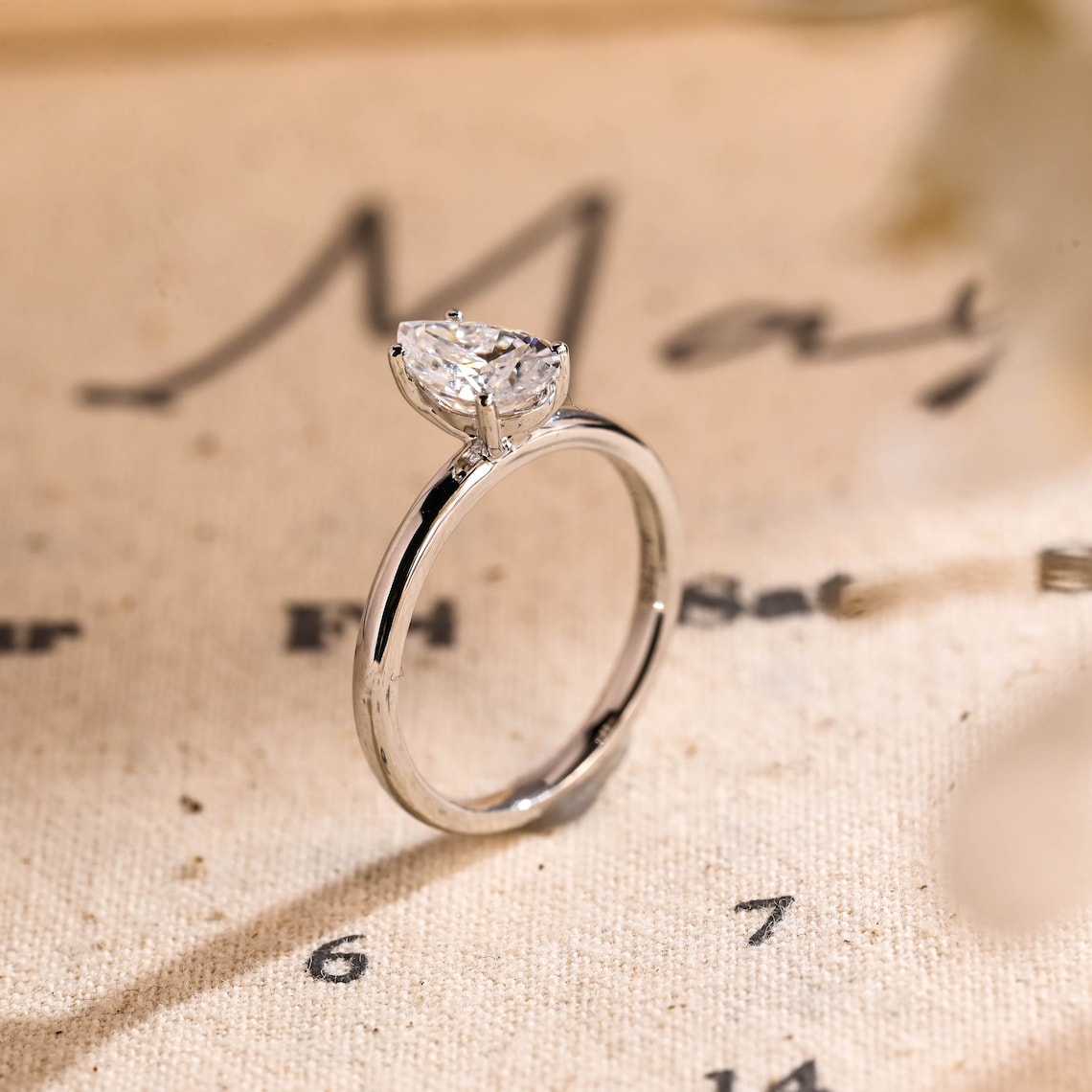 Stunning 2.0 CT Pear Moissanite Engagement Ring with Solitaire Design 4