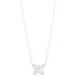 2.0 CT Round & Baguette Moissanite Diamond Butterfly Pendant Necklace in Solid Gold 2