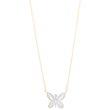 2.0 CT Round & Baguette Moissanite Diamond Butterfly Pendant Necklace in Solid Gold 2