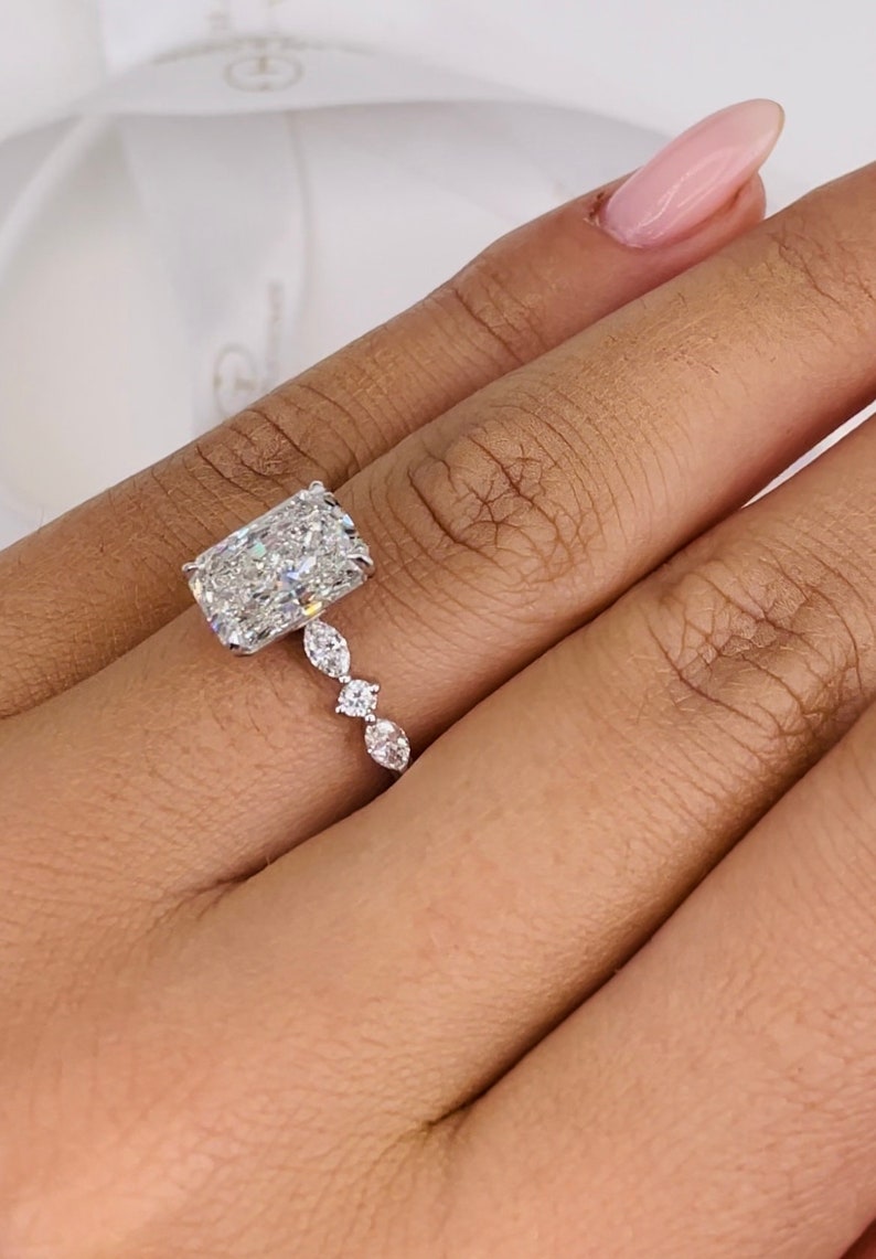 Classic 2.50 CT Radiant Moissanite Engagement Ring with Pave Design 3