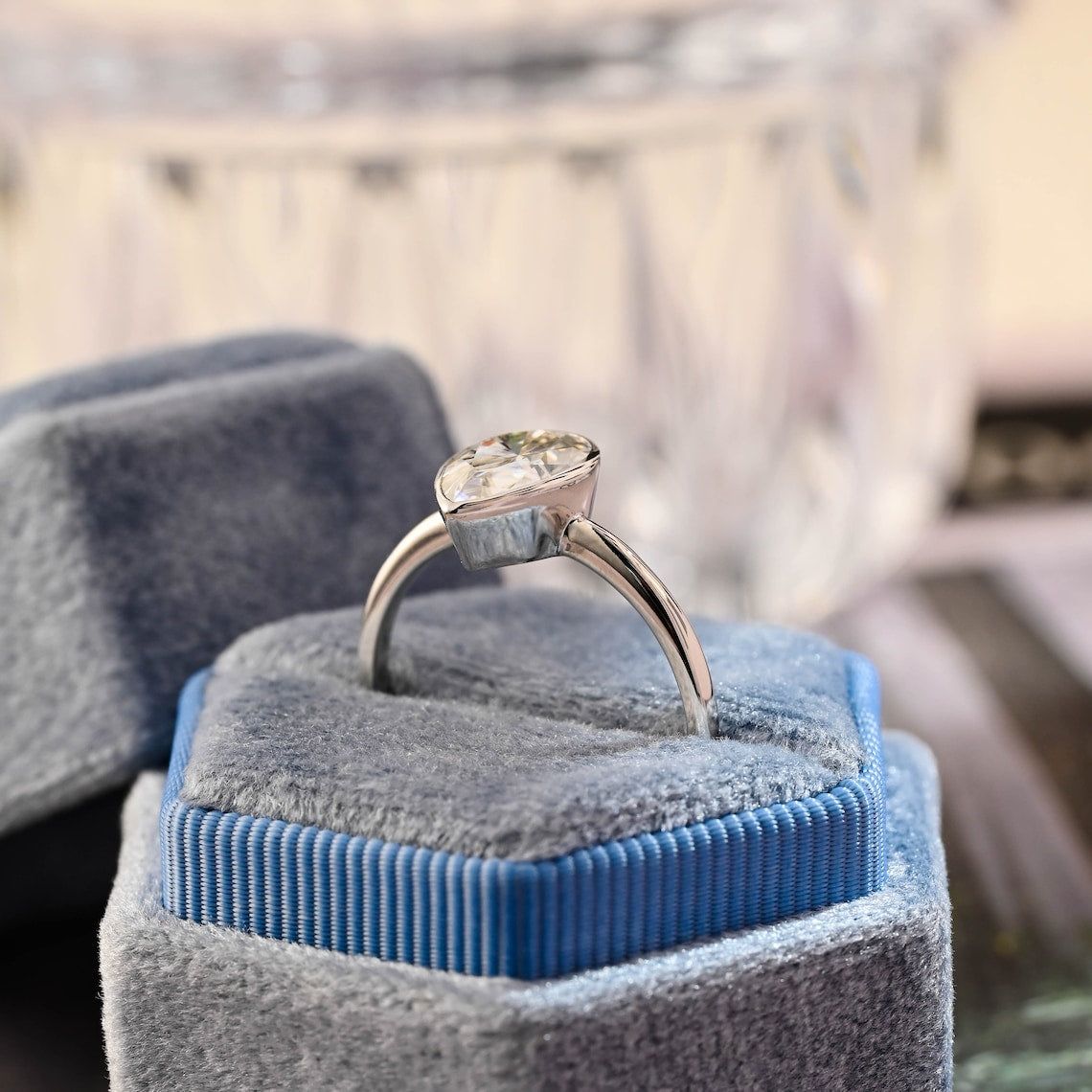 Stunning 3.0 CT Pear Moissanite Engagement Ring with Bezel Design 8