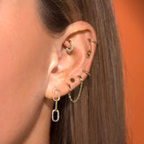 1.0 TCW Round Cut Moissanite Linked Up Earrings in Gold 10