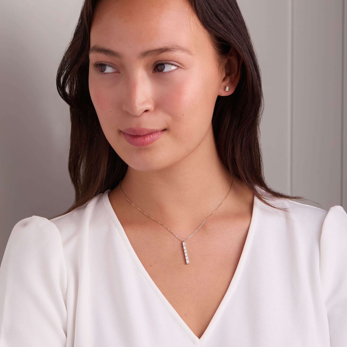 0.14 CT Baguette April Lab Made Diamond- April Birthstone Necklace 2