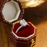 Stunning 3.0 CT Radiant Moissanite Engagement Ring with Pave &  Hidden Halo Design 3