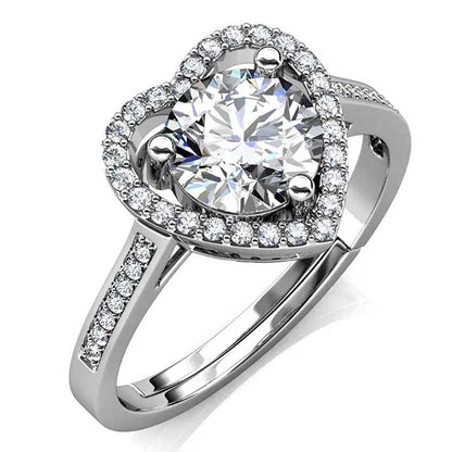 Round Cut Halo and Channel Pave Style Cubic Zirconia in 925 Sterling Silver Ring 1