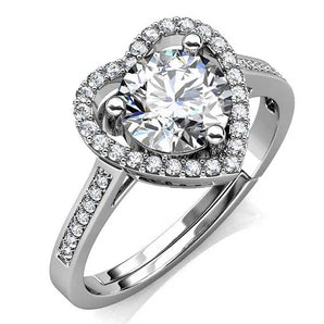 Round Cut Halo and Channel Pave Style Cubic Zirconia in 925 Sterling Silver Ring