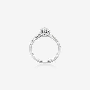 Stunning 0.5 CT Pear Moissanite Engagement Ring In Halo & Pave Design