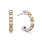 1.08 TCW Round Citrine Lab Made Diamond- November Birthstone Hoops 4