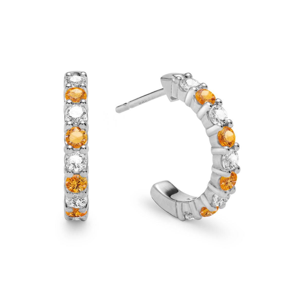 1.08 TCW Round Citrine Lab Made Diamond- November Birthstone Hoops 4