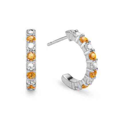 1.08 TCW Round Citrine Lab Made Diamond- November Birthstone Hoops 4