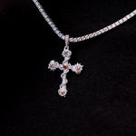 3 CT Round, Heart & Princess Moissanite Cross Style Silver Pendant for Him 3