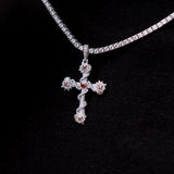 3 CT Round, Heart & Princess Moissanite Cross Style Silver Pendant for Him 3