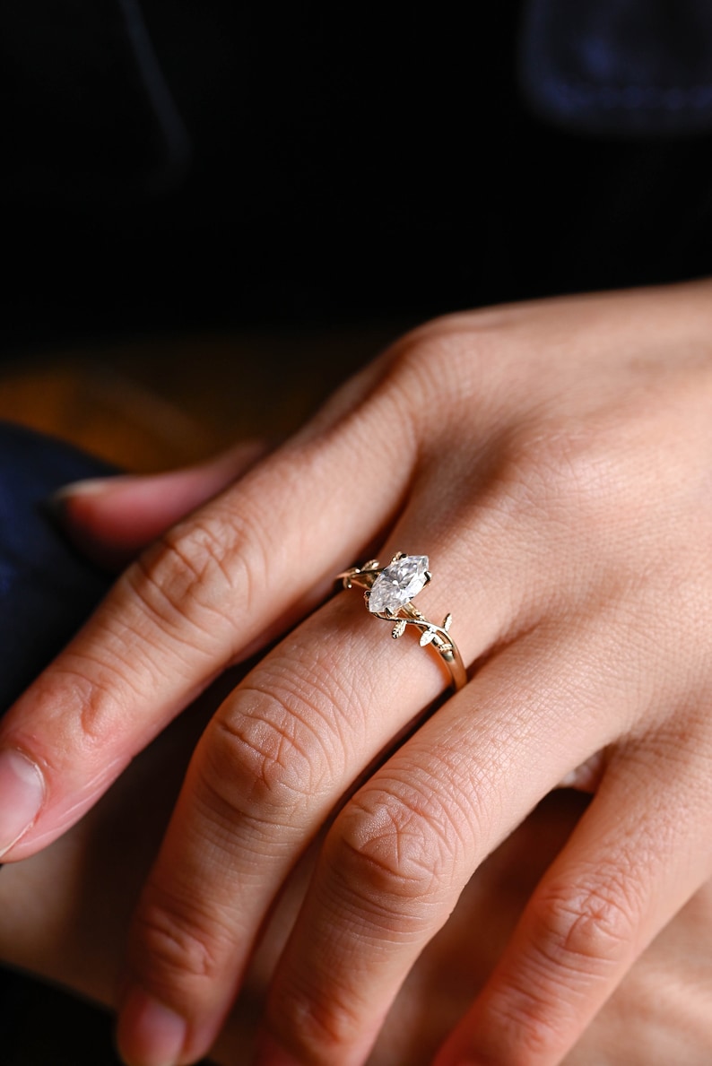 Stunning 1.0 - 2.0 CT Marquise Moissanite Engagement Ring with Solitaire Design 4