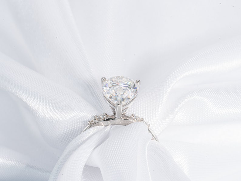 Stunning 3.0 CT Pear Cut Moissanite Engagement Ring with Pave Design 7