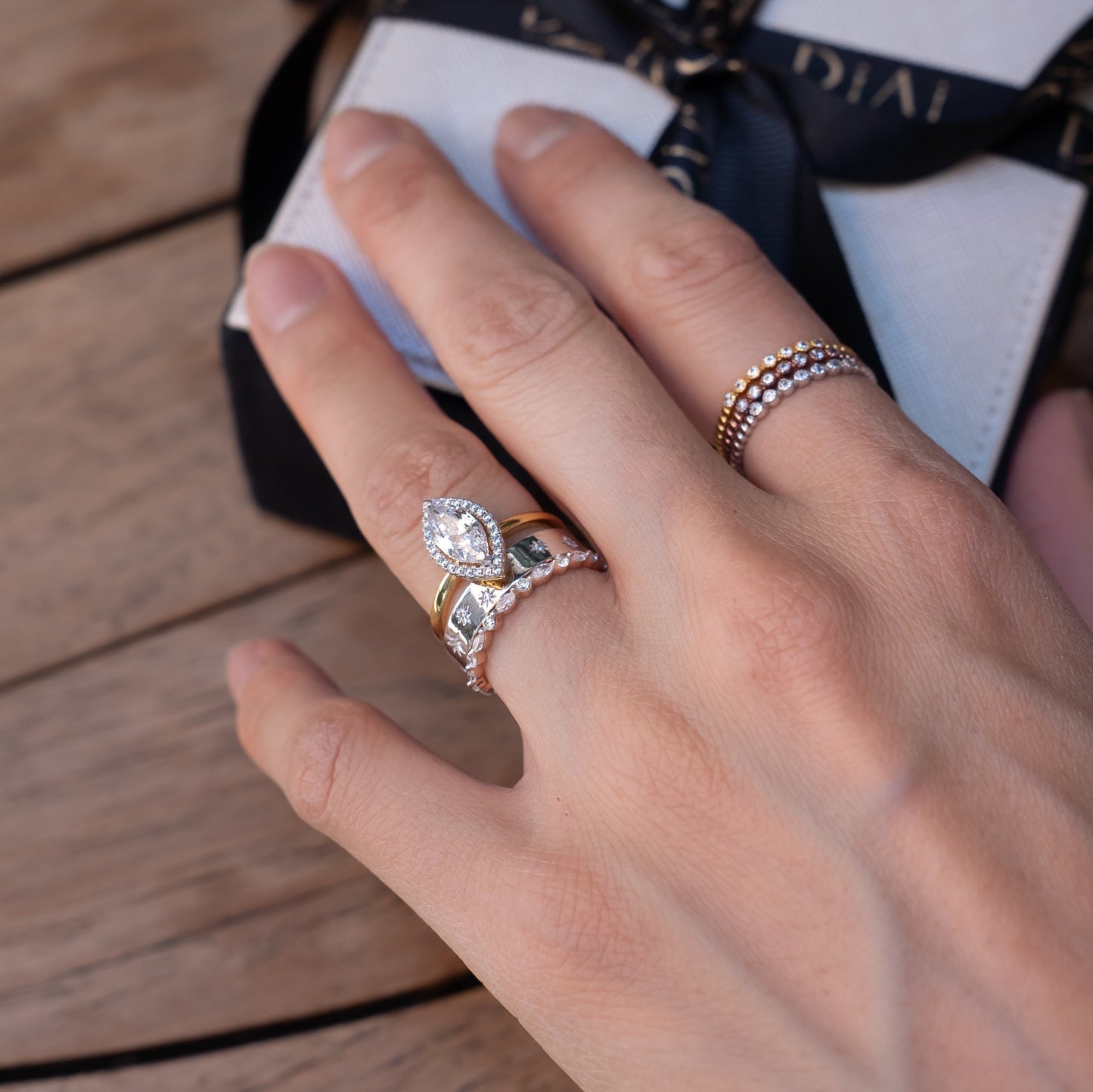 Stunning 1.0 CT Marquise Moissanite Engagement Ring with Halo Design 4