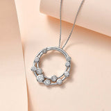 Round Cut Cubic Zirconia in 925 Sterling Silver Necklace 3