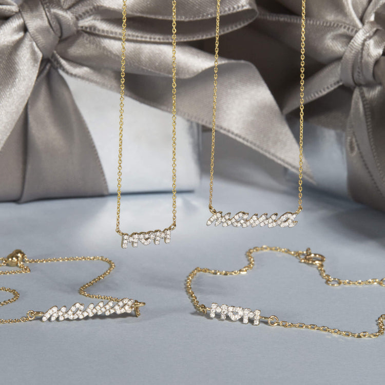 1.0 CT Round Moissanite Diamond Customized MOM Pendant Necklace in Solid Gold 5