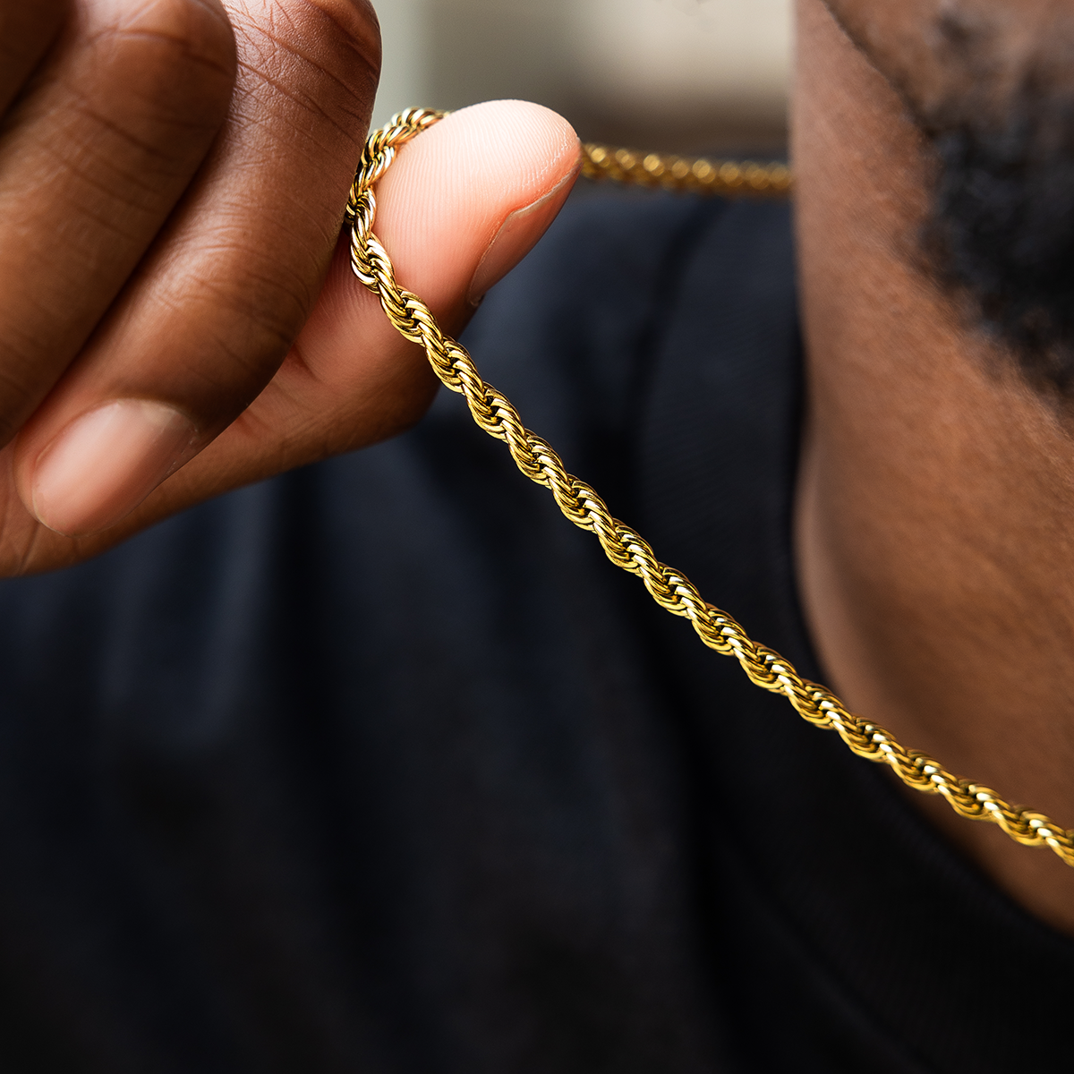 Polished Finish Rope Chain Silver Necklace For Him 3