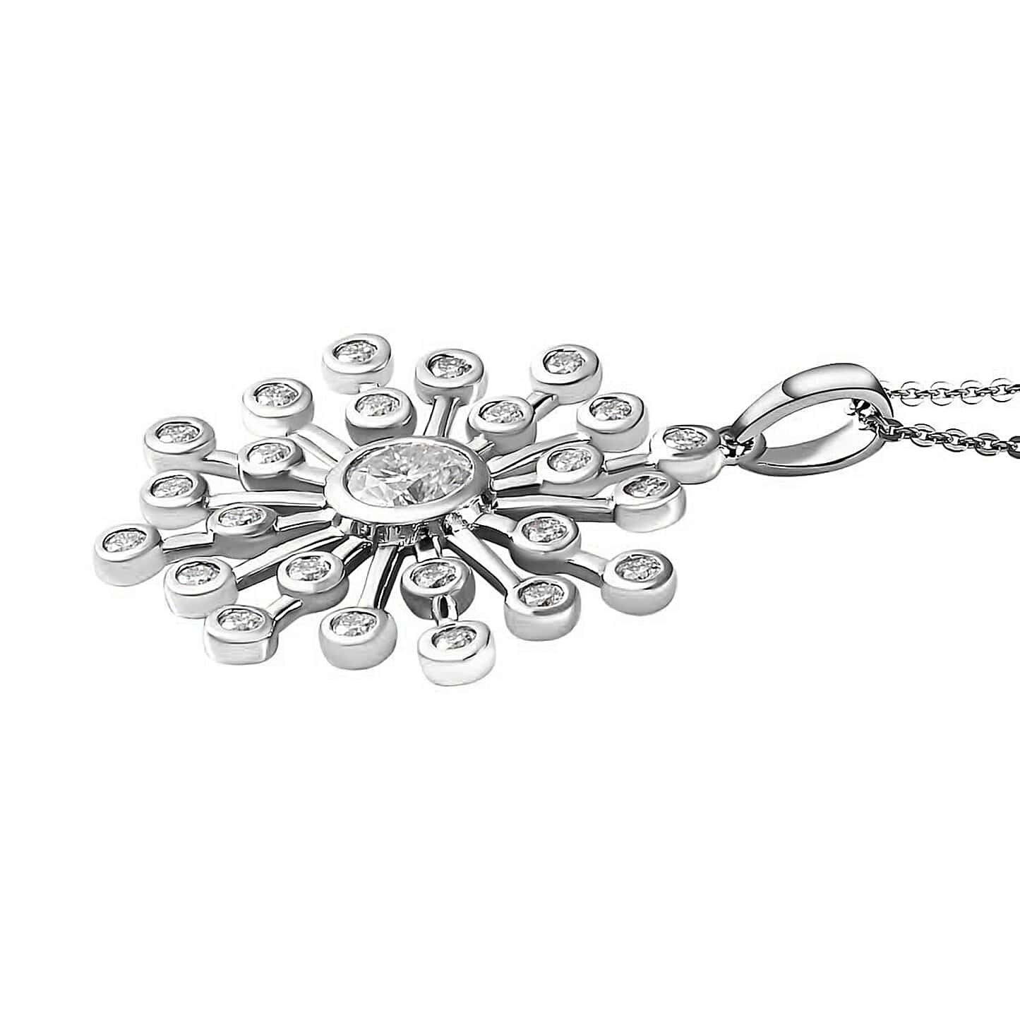 Round Cut Cubic Zirconia in 925 Sterling Silver Necklace 4
