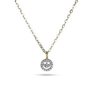 0.30 CT Round Moissanite Diamond Smiley Pendant Necklace in Solid Gold