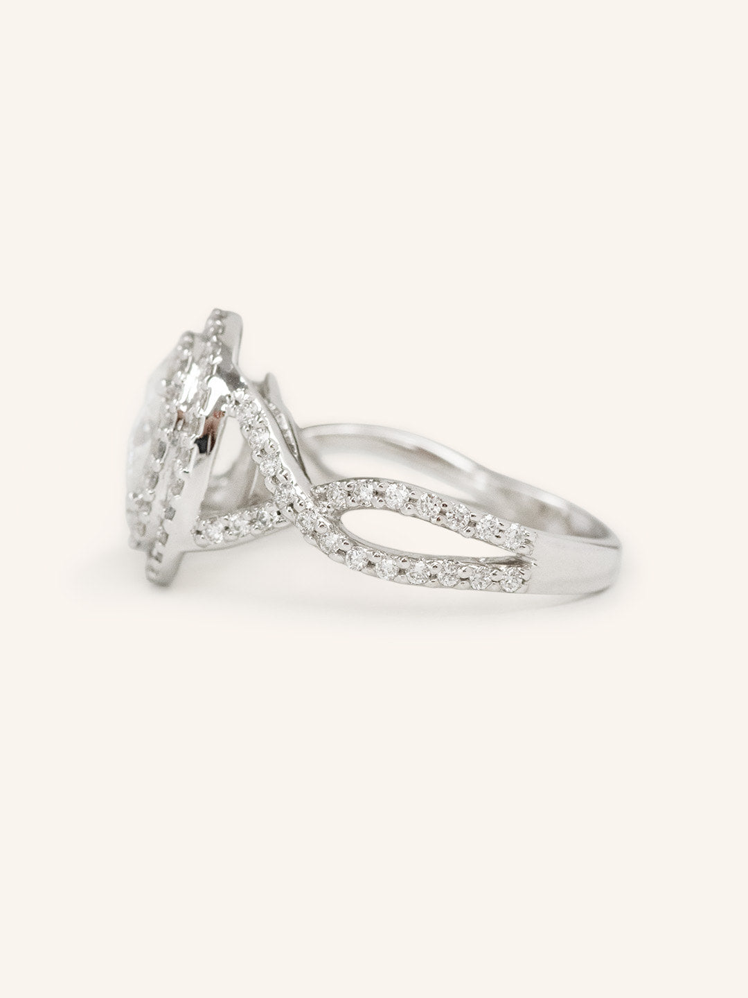 Stunning 1.0 CT Oval  Moissanite Engagement Ring with Double Halo Design 4