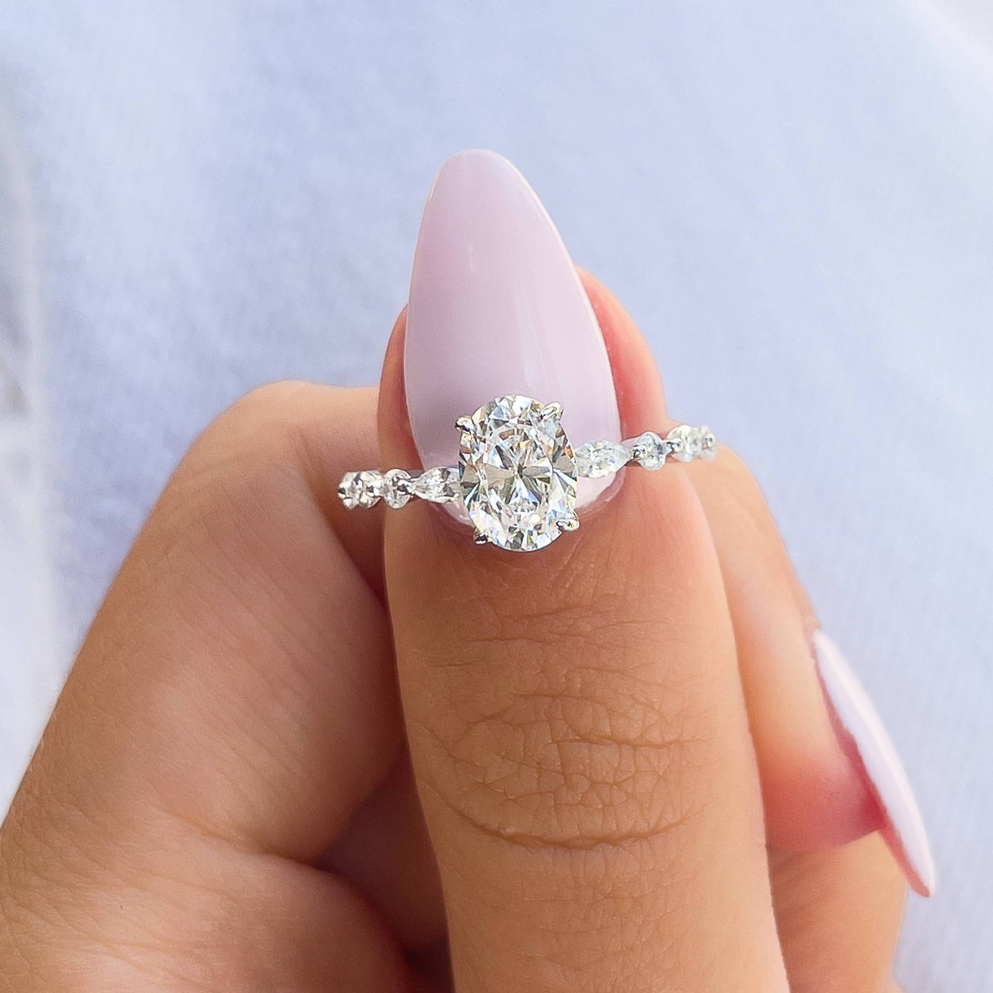 Stunning 1.5 CT Oval  Moissanite Engagement Ring with Pave Design 10