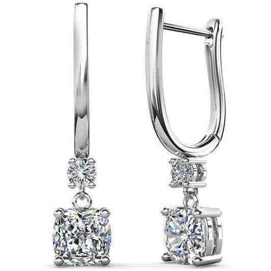 Round Cut Cubic Zirconia in 925 Sterling Silver Earrings 1