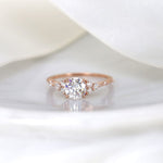 Stunning 1.0 CT Round Moissanite Engagement Ring with Cluster Design 1