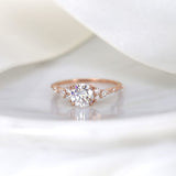 Stunning 1.0 CT Round Moissanite Engagement Ring with Cluster Design 1