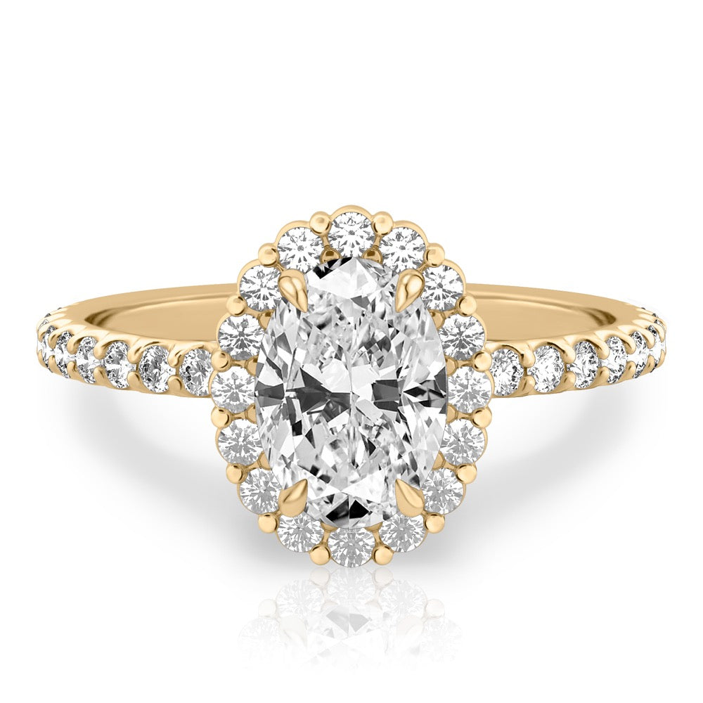 Stunning 0.50-1.50 CT Oval Moissanite Engagement Ring With Halo & Pave Design 1