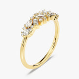 Stunning 0.72 CT Round, Marquise & Baguette Moissanite Stones Cluster Wedding Band 2