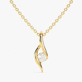0.50 CT Round Moissanite Diamond Solitaire Pendant Necklace in Solid Gold 1