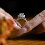 Stunning 1.0 - 2.0 CT Cushion Moissanite Engagement Ring With Pave & Halo Design 7
