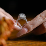 Stunning 1.0 - 2.0 CT Cushion Moissanite Engagement Ring With Pave & Halo Design 7
