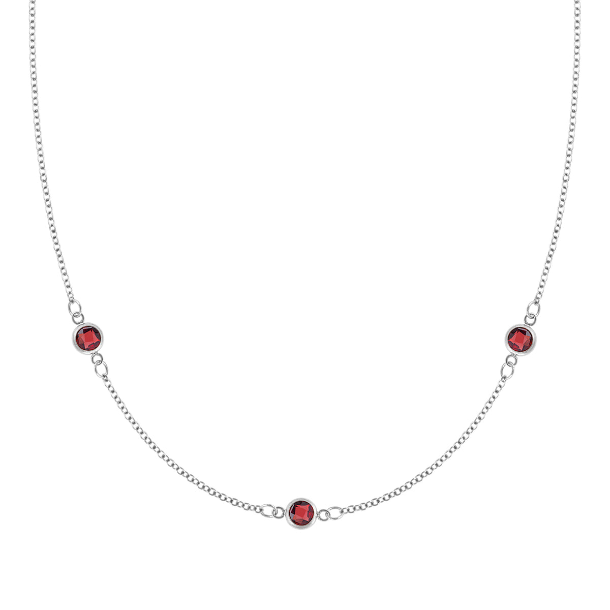 0.38 TCW Round Garnet Lab Made Diamond- January Birthstone Necklace 4