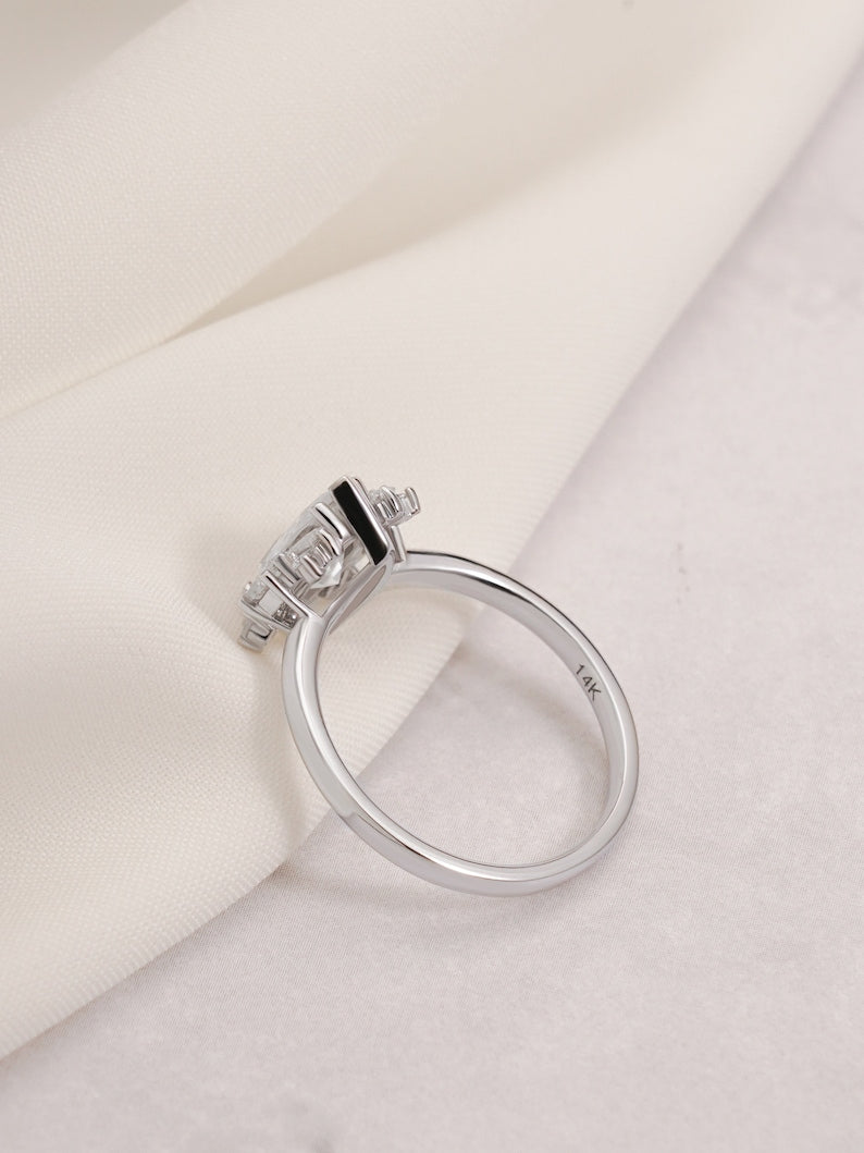Stunning 1.0 - 2.0 CT Marquise Moissanite Engagement Ring with Cluster Design 7
