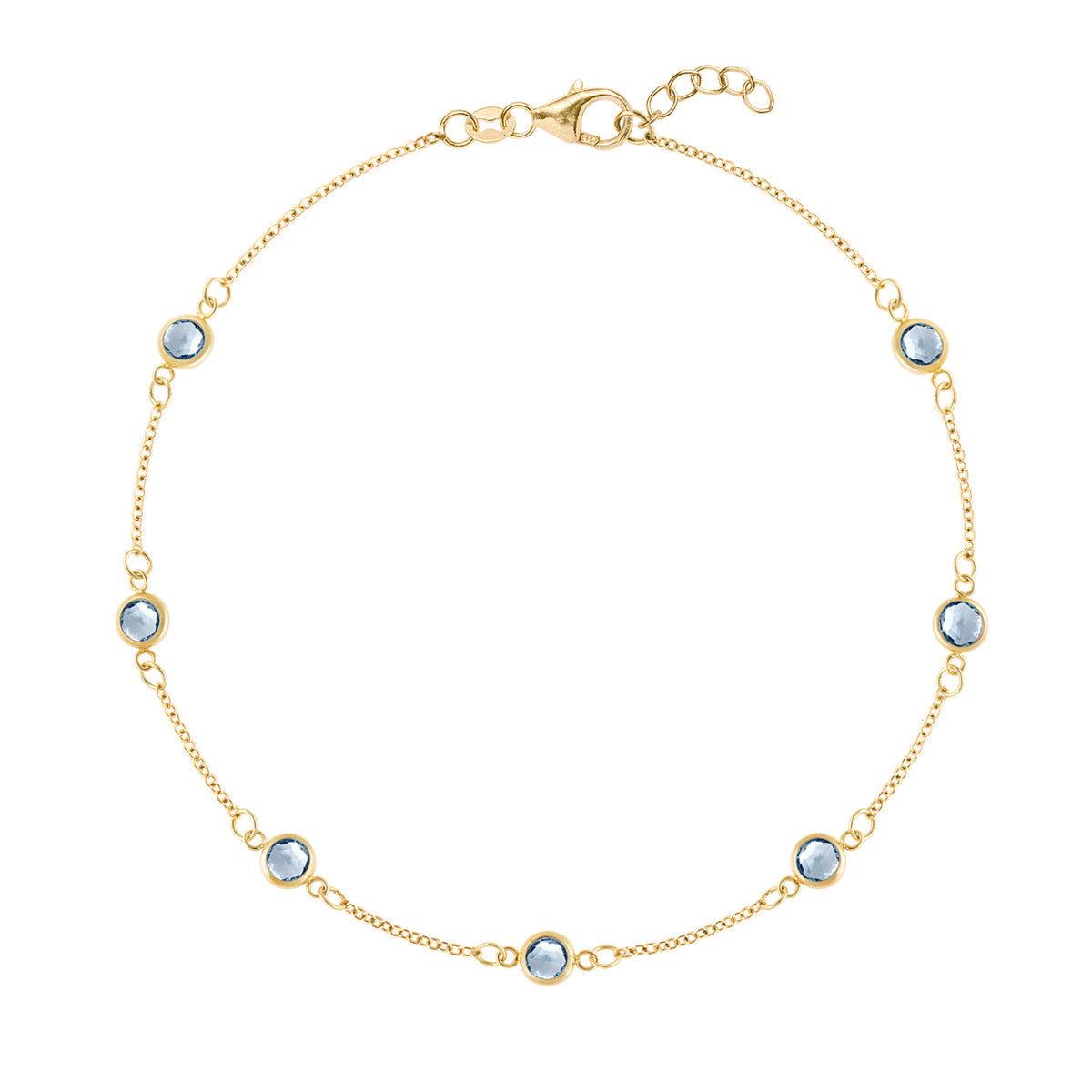 1.75 TCW Round Aquamarine Lab Made Diamond- March Birthstone Dainty Bracelet 1