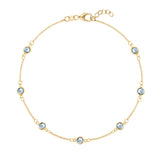 1.75 TCW Round Aquamarine Lab Made Diamond- March Birthstone Dainty Bracelet 1