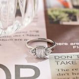 Stunning 3.0 CT Emerald Moissanite Engagement Ring with 3 Stones Design 2
