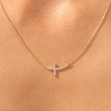 0.40 TCW Round Moissanite Diamond Cross Pendant Necklace in Solid Gold 4