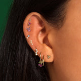 0.50 TCW Round Cut Moissanite Cluster Huggies Earrings in Gold 5