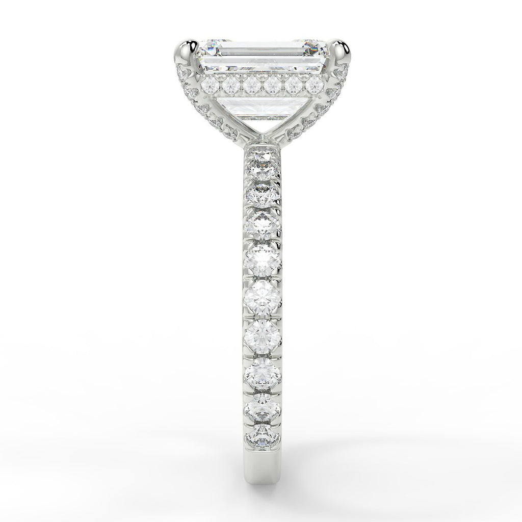 Stunning 2.53 CT Emerald Moissanite Engagement Ring with Hidden Halo & Pave Design 7