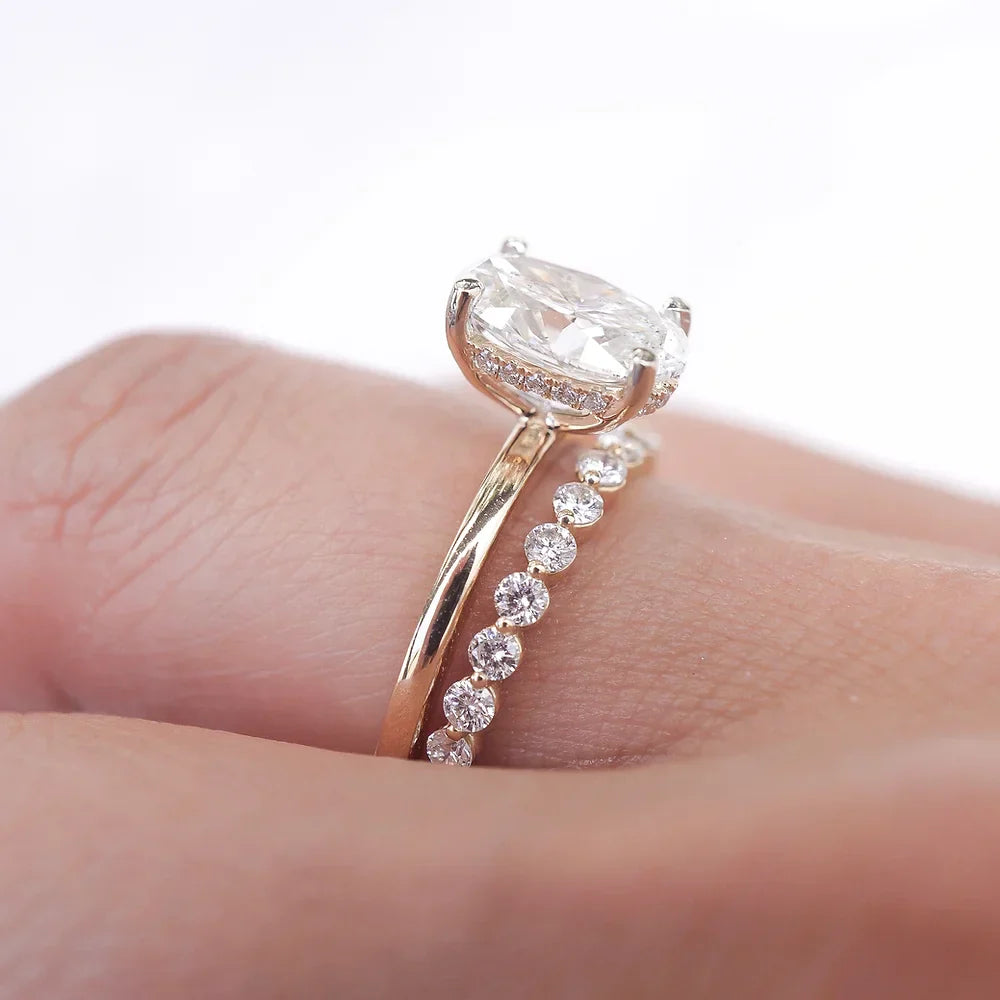 Stunning 0.4 TCW Round Moissanite Stone Half Eternity Wedding Band 8