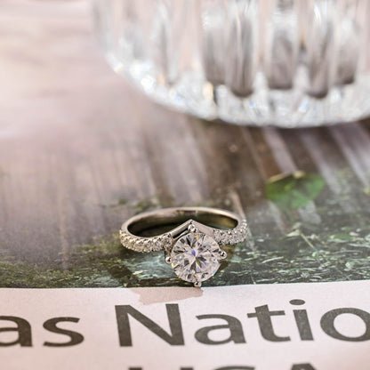 Stunning 2.0 CT Round Moissanite Engagement Ring with Pave Design 1