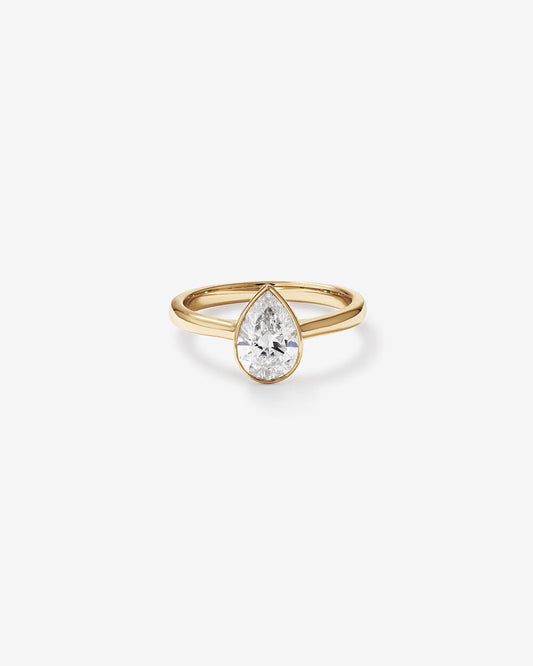 Stunning 1.25 CT Pear Moissanite Engagement Ring with Bezel Design 1