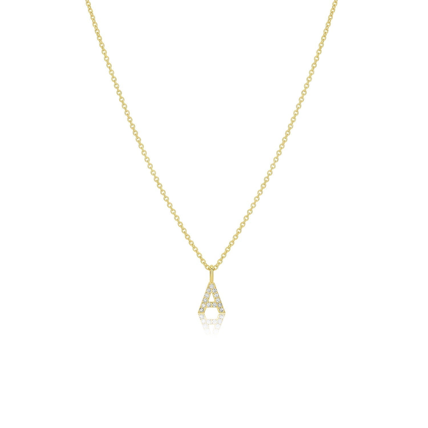 0.20 TCW Round Moissanite Diamond Customize Letter Pendant Necklace in Solid Gold 3