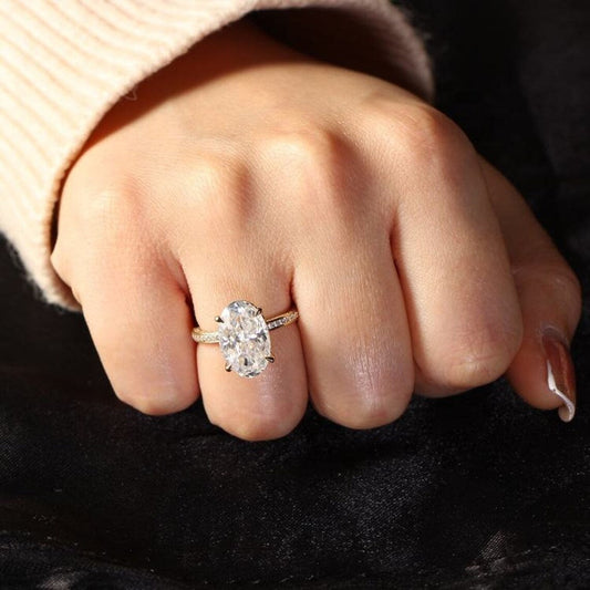 Hidden Halo Engagement Ring Featuring 3.50 CT Oval Moissanite 2