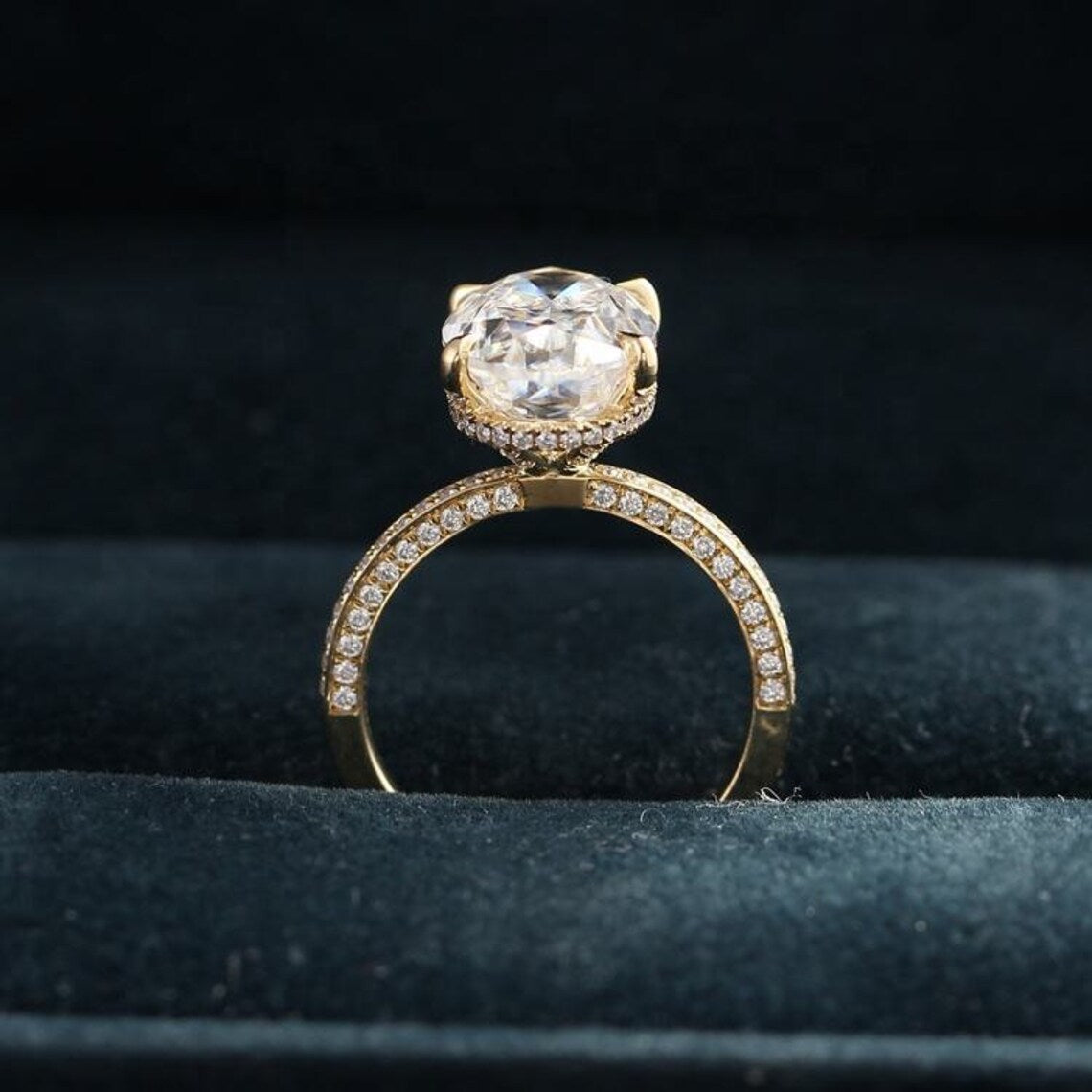 Hidden Halo Engagement Ring Featuring 3.50 CT Oval Moissanite 5