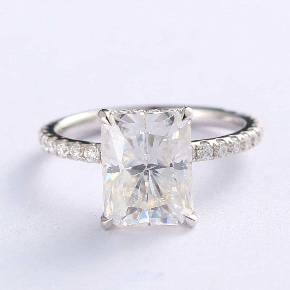 3.25 CT Radiant Moissanite Hidden Halo Pave Setting Engagement Ring - farrellouise